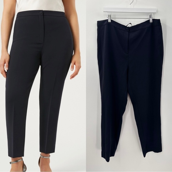 Marina Rinaldi Cady Slim Fit Trousers Pants Midnight Blue Size 27 Plus Size 18 - Picture 1 of 5